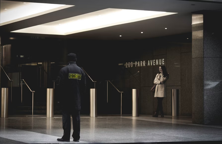 A security guard in a building